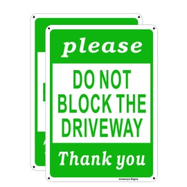 Jowanyo Please Do Not Block The Driveway Thank You Sign,14 x 10 inches,Reflective Aluminum,Easy to Mount,UV Protected,Weather Resistant,Waterproof,Durable Ink,Outdoor Use,2 Pack
