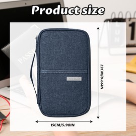 Colorich Portable Passport Bag, Passport Organiser for Men and Women, Travel Documents Organiser, Travel Organiser Documents for Credit Cards, Travel Documents, Flight Tickets, navy, Classic