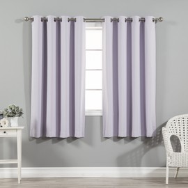 Best Home Fashion Blackout Curtain Panels - Premium Thermal Insulated Window Treatment Blackout Drapes for Bedroom - Silver Stainless Steel Grommet Top – Lilac - 52" W x 63" L - (Set of 2 Panels)