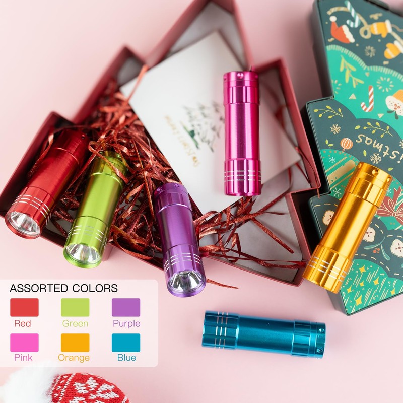 KunHe 6 Pack Stocking Stuffers Small Mini LED Flashlight Christmas