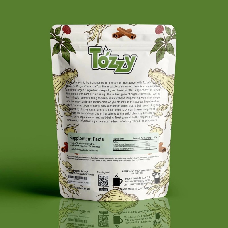 Tozzy Organic Turmeric, Ginger & Cinnamon - 100 Tea Bags