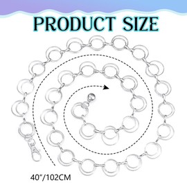 Zehope O-Ring Waist Chain Belt Silver Link Belts Chain Adjustable Belly Body Accessories for Women