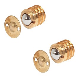 Gedotec Roller Catch with Counterpart Ball Catch Door Lock for Screwing in | Snap Lock for Furniture Doors | Catch Diameter 14 mm | Brass Door Catch | Pack of 2 - Catch for Drilling