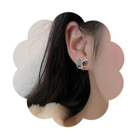 Inilbran Boho Butterfly Stud Earrings Vintage Metal Butterfly Earrings Silver Tiny Butterfly Lightweight Earrings Minimalist Butterfly Statement Earrings Jewellery for Women and, Zinc