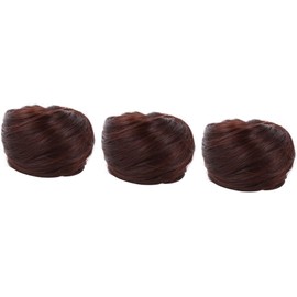 3 Piezas herramienta de placa de pelo moño peluca postizo bollos de pelo princesa leia fabricante de moño de pelucas rectas anillo de peluca de sintético Coffee
