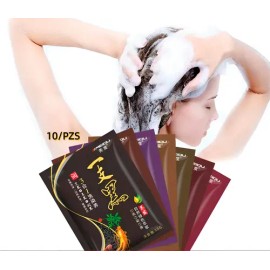 Paquete 10 Piezas Shampoo Tinte Instantaneo 15min Cubre Cana                                                                                          
