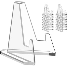 20 Piezas Soporte de Exhibición, Porta Platos Decorativos, Ideal para Exhibir Fotos, Tarjetas y Libros en Bodas, Oficinas y Galerías, 5.4 x 3.2 cm, Material Plástico