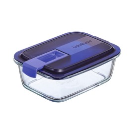 Luminarc 307-5881 Recipiente Hermético de Vidrio para Almacenamiento Alimentos, Modelo Easy Box Rectangular, con Tapa Azul y Válvula de Aire,...      