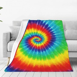 Tie Dye Rainbow Throw Blanket Flannel Fleece Autumn Lightweight Soft Fuzzy Cozy Blanket for Couch Bed Fall Decor Travel Blankets Holiday Kids Adult 60"x50"