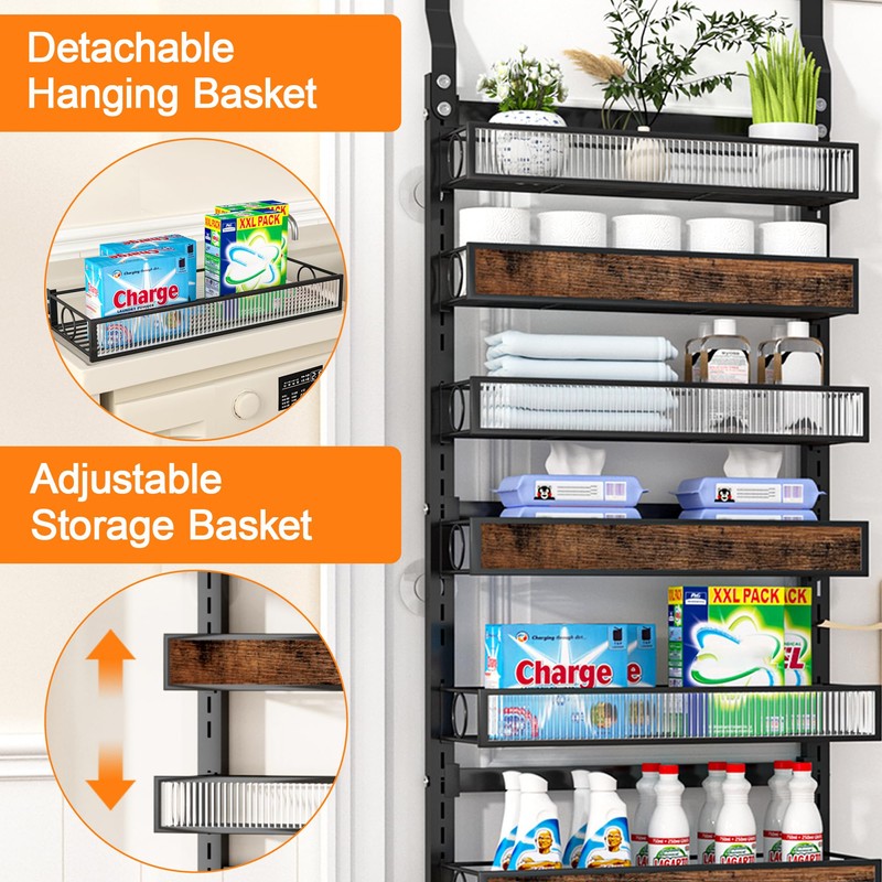 Clothink Over the Door Pantry Organizer,6 Tier Wall Mounted Hanging