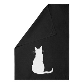 Azeeda 'Sitting Cat Silhouette' Black Cotton Tea Towel/Dish Cloth (TW00056373)