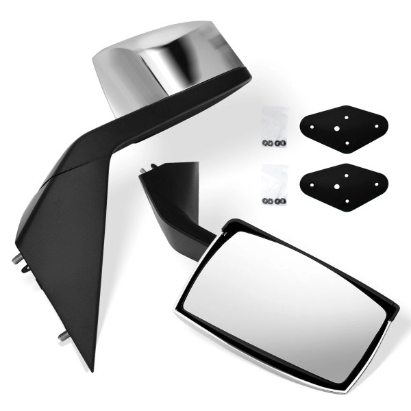 METAONE 2PCS Chrome Hood Mirror Pair with Nuts&Mounting Plates For