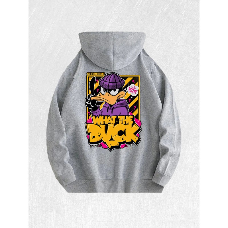What the Duck Graffiti Hoodie 100% Cotton US Warehouse 7