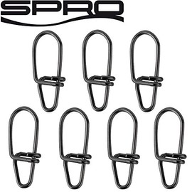 Spro Matt Black Secure Snap - 7 Snaps for Spin Fishing, Hanger for Spin Fishing, Pike Swivels, Predatory Fish Swivels, Steel Leader, Size/Load Capacity: Size 4 / 55 kg