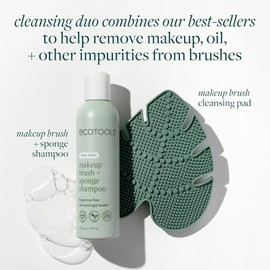 EcoTools - Limpiador para brochas de maquillaje + paquete de almohadilla de limpieza de silicona, champú de limpieza profunda para esponjas y brochas 