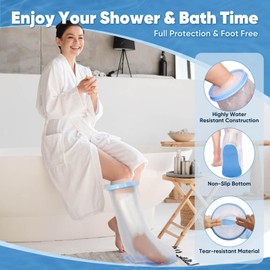 Fxdunjr Waterproof Leg Cast Cover for Shower Adult Shower Boots for Leg After Surgery with Non-Slip Bottom Ankle Foot Cast Protector for Surgery Bandage Dressing Wound [2025 Upgraded]