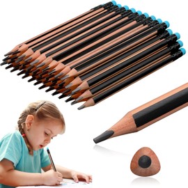 Seajan 48 Pcs 2b Jumbo Pencils, Big Fat Thick Triangular Grip 7 Inch Large Pencils Refill with Eraser for Kid Beginner Preschooler Kindergarten School Office Writing Christmas(Black)