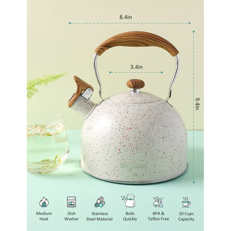 Tea Kettle, BELANKO 85 OZ / 2.5 Liter Whistling Tea