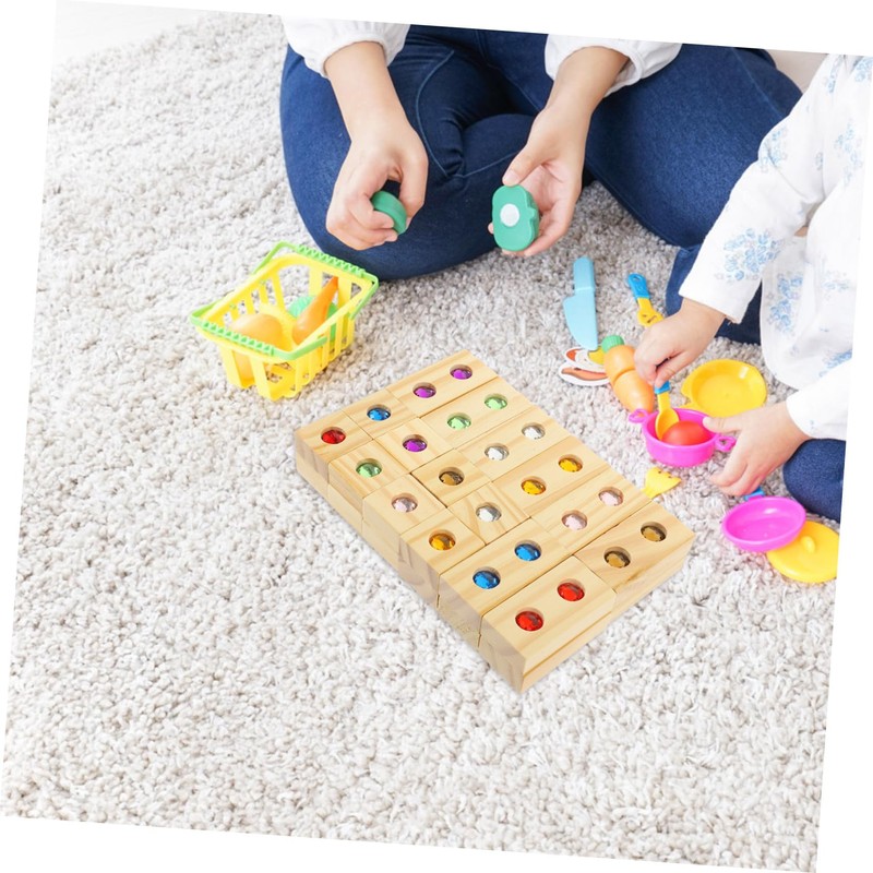 BESTonZON 1 Set Wooden Rainbow Blocks Stacking Blocks Rainbow Gemstone