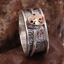 Morganit im Labor gezüchtet Edelstein 925 Sterling Silber Band Ring Männer & Frauen Alle Größen Handgefertigt Schmuck TSR328BC_4 (50 (15.9))