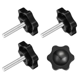 sourcing map 4Pcs Clamping Screw Knob, M5 x 25mm Hex Shaped Star Knob Plastic Grips Hand Tightening Screw Handle for Umbrella Base Mechanical Furniture, 25mm Dia