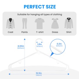 Simple Deluxe Plastic Hangers with Hooks 30 Pack, Durable & Space Saving Clothes Hangers with Non-Slip Hooks for Shirts, Coats, Dress, White