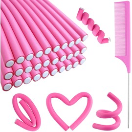 30PCS 9.45" Flexi Rods Curlers Set for Short and Long Hair, No Heat Foam Rollers with Steel Comb Buytta 1