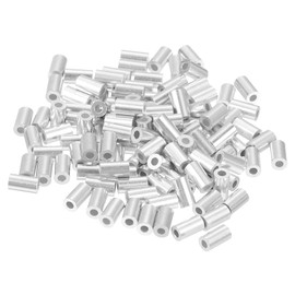sourcing map 120Pcs Aluminum Crimping Loop Sleeve for 1/32" Diameter Wire Rope, Round Aluminum Wire Rope Sleeve for Cable Line End