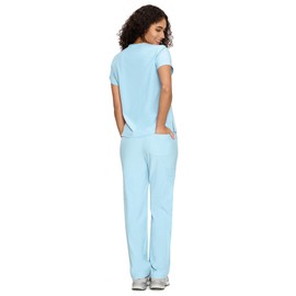COZYFIT Scrubs for Women Set Medical Uniform - V-Neck Top & Straight Leg Pants with 9 Pockets, Wrinkle-Resistant Unisex Workwear, Baby Blue, S