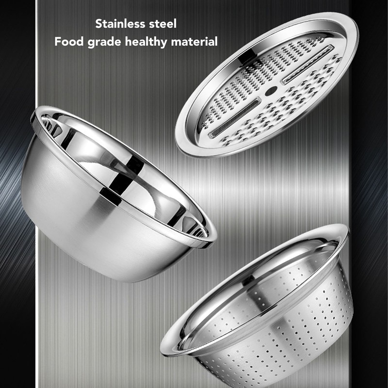 3 In 1 Colander Strainer Set Stainless Steel Rice Washing