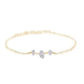 Crystal Quartz Beaded Chain Anklet in 14k Gold Fill