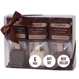 Hot Chocolate Sticks - 6 Pack Classic Gift Box - Dark, Milk, Vanilla White Chocolate