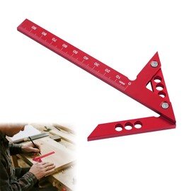 1Pc Center Scribe Gauge High Precision Aluminum Alloy Center Line Scriber 45 Degree Angle Scribing Gauge Woodworking Marking Tool Circle Center Finder Red Woodwork Measuring Tool Center Finder