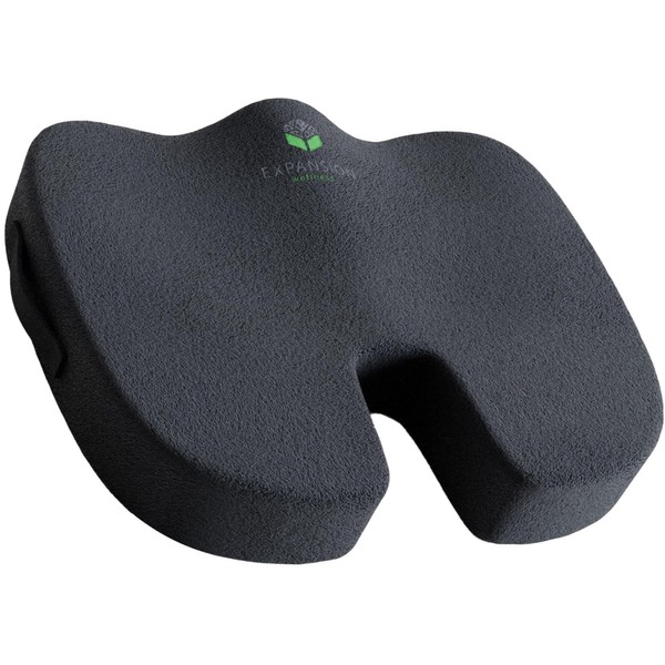 Expansion Wellness Seat Cushion for Office Chair – Memory Foam Tailbone Pillow Pad for Sitting, Computer, Desk, Chair, Car – Contoured Posture Corrector for Sciatica, Coccyx Back Pain Relief (Black)