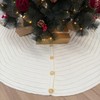 48-Inch Rib Knit Christmas Tree Skirt with Oak Buttons, Cream