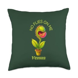 No Flies On Me Venus Fly Trap Carnivorous Plant Throw Pillow