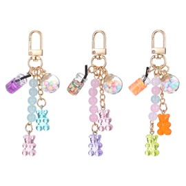 JJUNW 3Pcs Cute Resin Gummy Bear Key Chain, Macaron Bear Keychains, Candy Pendant, Key Ring Accessories, Keychains Car BagKeys Pendant Keyring Jewelry for Girls Women