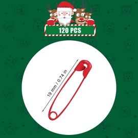 120pcs Colored Safety Pins, 19mm Nickel Plated Stainless Steel Small Safety Pins Bulk for Clothing DIY Arts Crafts Jewelry Making Dark Red for Christmas