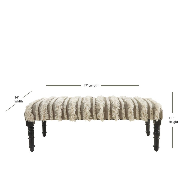 LR Home Cream Tufted Upholstered Bench for Bedroom or Living