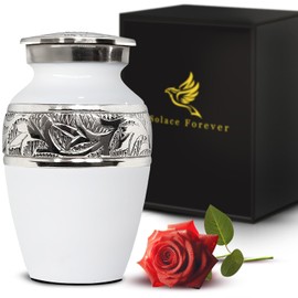 Solace Forever Small Urns for Human Ashes - Decorative Mini Memorial Urn for Women & Men - Stone White Urn for Ashes - Personal Remembrance Urn for Your Loved Ones