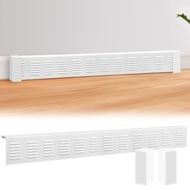 Gandeer 5 Ft Baseboard Heater Cover with Left and Right End Caps White Baseboard Radiator Covers for Bathroom Hydronic System