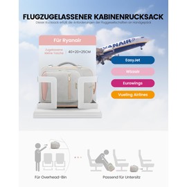 LOVEVOOK Ryanair Hand Luggage 40 x 20 x 25 cm, Small Hand Luggage Backpack Bag Travel Backpack Airplane Carry On Hand Luggage Travel Backpack for 14 Inch Laptop Women Men Cabin Bag Eurowings Wizz,