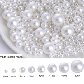 Sukiiy 500PCS No Hole Pearls Vase Fillers, 10MM White Pearls for Craft No Holes, Faux Plastic Makeup Round Pearls Beads for Nail Face Art,Table Scatter, Wedding, Birthday, Home Decoration