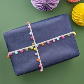 Ginger Ray Christmas Multicoloured Pom Ribbon Gift Wrap Presents Decorative Accessory 2m