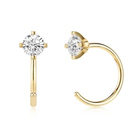 SEVENWELL 925 Sterling Silver Half Hoop Earrings for Women Tiny Open Huggie Cartilage Hoop Earring Hypoallergenic Minimalist Everyday Jewelry, Sterling Silver, Cubic Zirconia