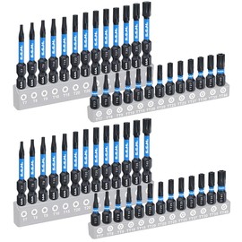 Screw Bit Set, Impact Torx Bits, 52PCS Hollow 1 Inch & Solid 2 Inch S2 Alloy Steel Torx Drill Bit Set With Blue Rubber Sleeve, Anti-tamper Drill Bit Set For Home Electronic Mechanical
