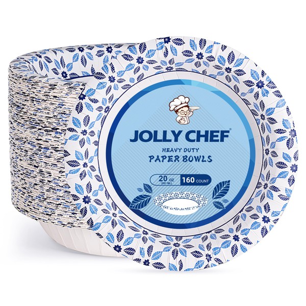 JOLLY CHEF 160 Count Paper Bowls 20 oz Soak Proof