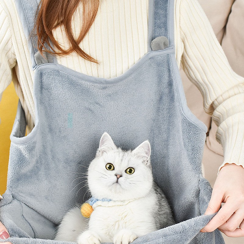 Cat Carrier Apron with Sleeping Pocket Large Space Drawstring Opening