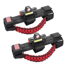 Sukemichi - Asas de agarre con luz para Jeep Wrangler Accessories TJ JK JL YJ Unlimited Rubicon Sahara 2 puertas 4 puertas Jeep Gladiator JT, luz de cúpula recargable, rojo, paquete de 2