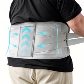 King Mills Plus Size Back Brace for Lower Back Pain, Breathable Obese Belly Support for Sciatica, Back Pain, Scoliosis, Two Sets of Support Bars. Lightweight. (Belly: 44" - 52")
